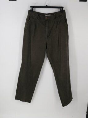 Bugle Boy Khakis Mens 36x32 Green 100% Cotton Pleated Comfort Fit